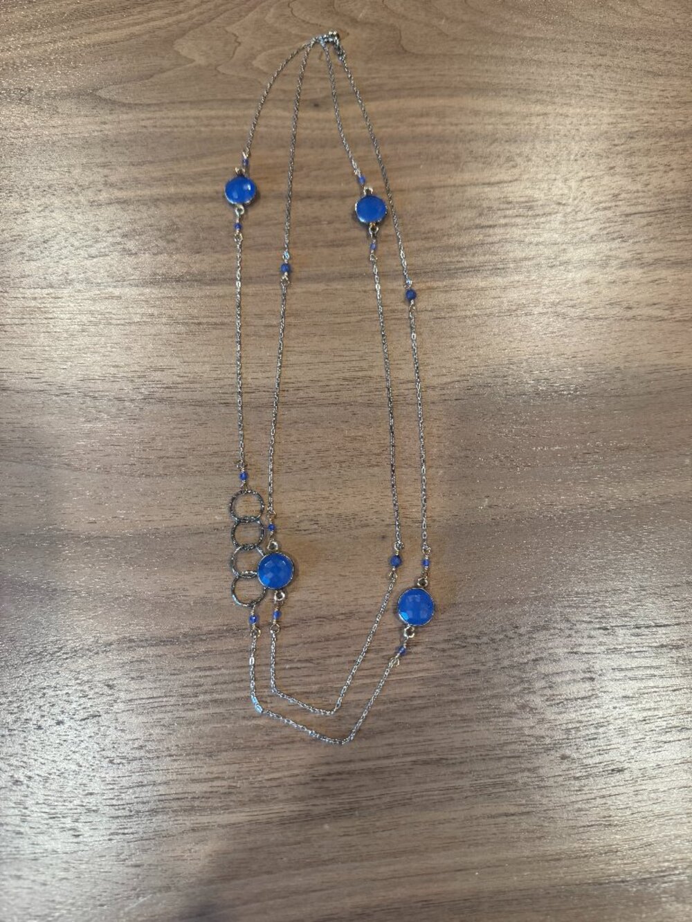 BSI Italy 925 Sterling Silver Blue Station Necklace
